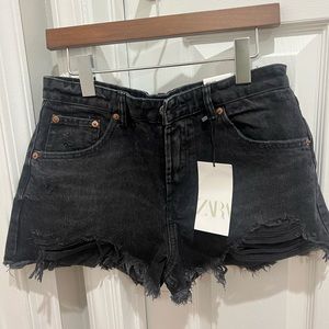 Zara TRF High-Rise Curved Jean Shorts